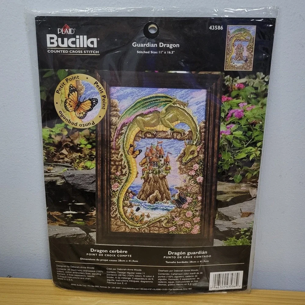 Plaid Bucilla Counted Cross Stitch Guardian Dragon 43586 New Sealed Castle